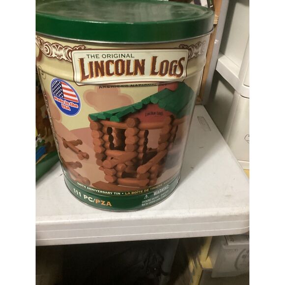 Original Lincoln Logs 100th Anniversary Collectible Tin 111 Piece Set- Complete - Picture 1 of 1